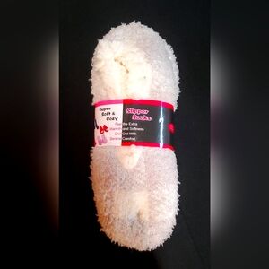 Slipper Socks - gry/wht geometric.